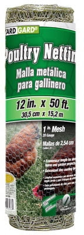 YardGard 308415B Galvanized Poultry Netting, 20-Gauge, 1" Mesh, 12" x 50', Each