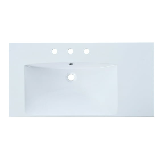 Miekor Furniture 36" Single Bathroom Basin Sink, Left Offset Sink Vanity Top Only, 3-Faucet Holes, Resin 69AAK