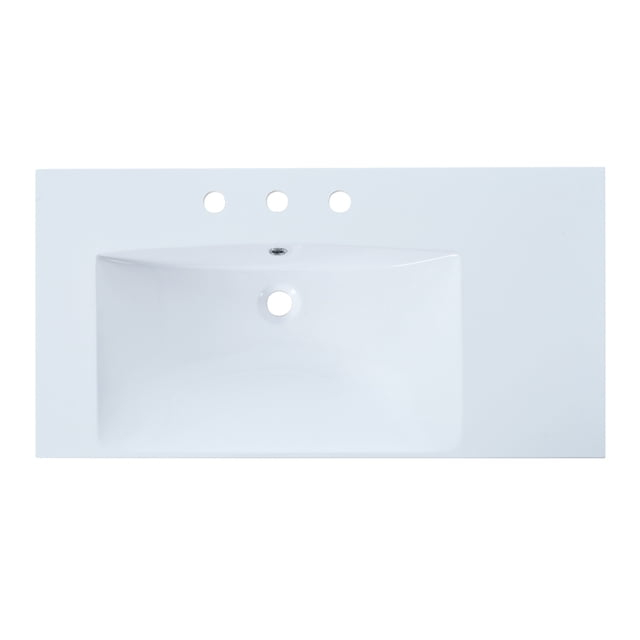 Miekor Furniture 36" Single Bathroom Basin Sink, Left Offset Sink Vanity Top Only, 3-Faucet Holes, Resin 69AAK