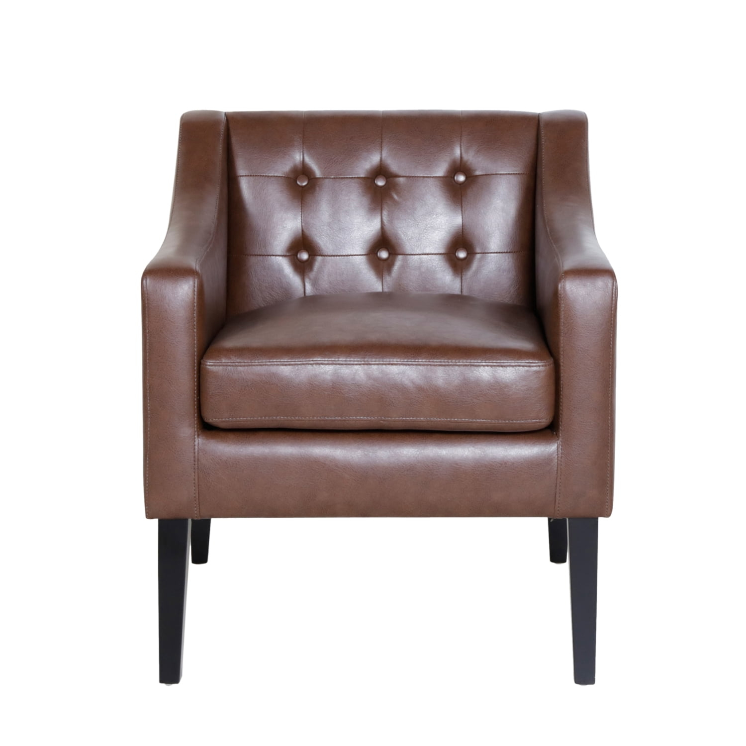 Noble House Annisa Faux Leather Club Chair, Dark Brown and Espresso