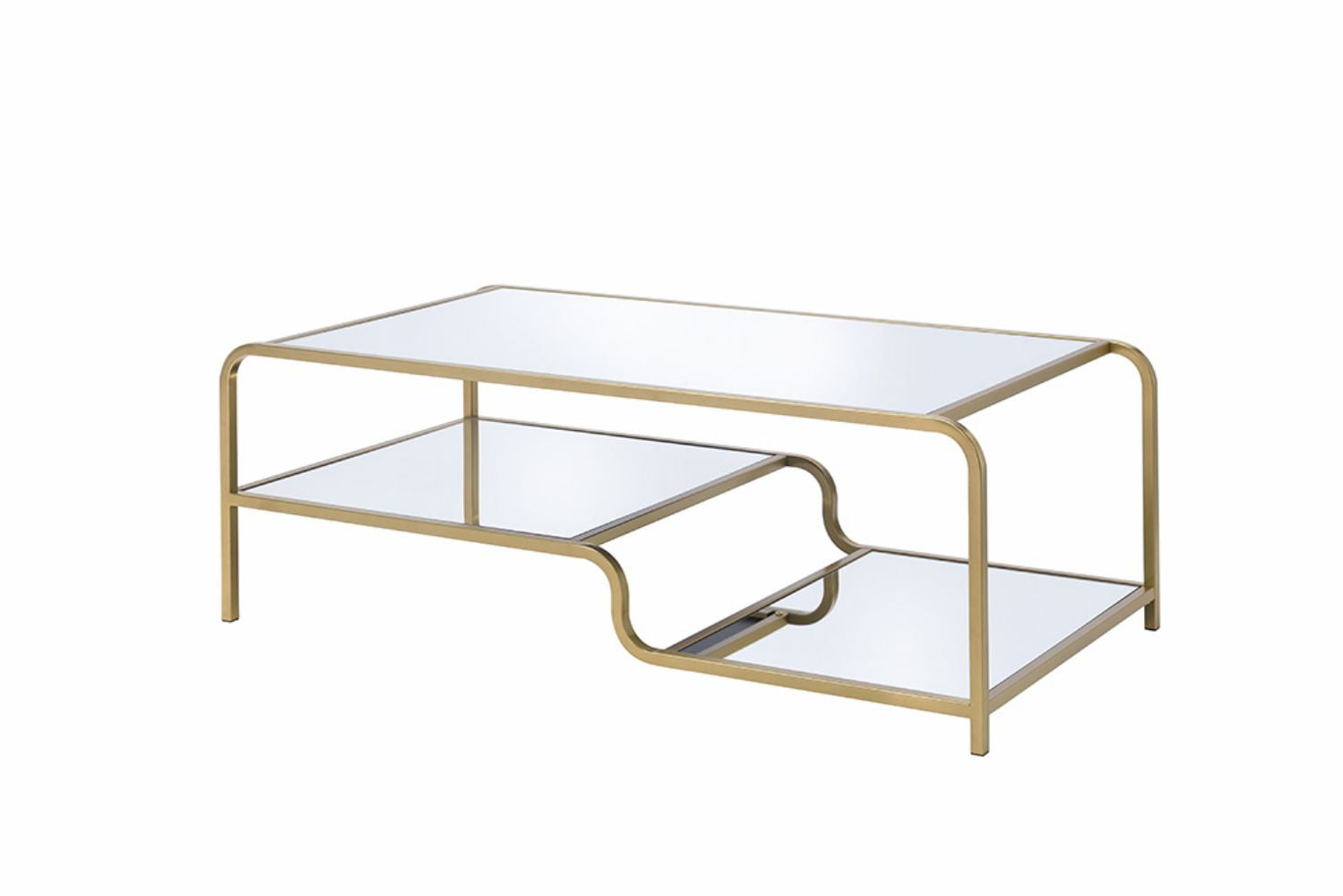 Everly Quinn Mirrored & Gold Finish Coffee Table