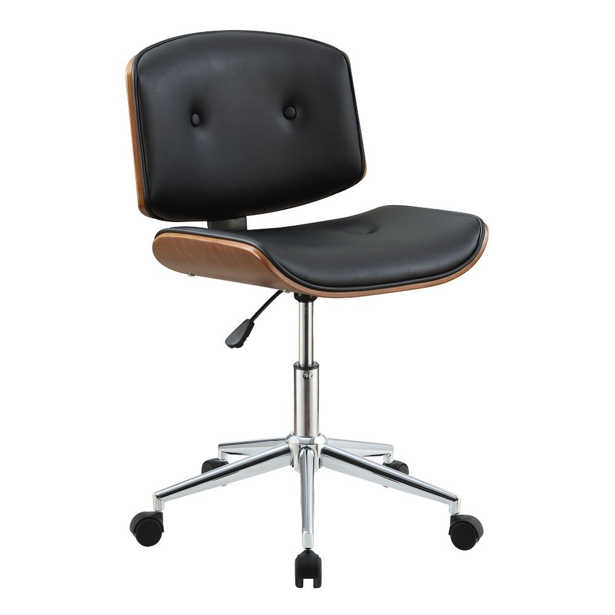 Miekor Furniture Camila Office Chair in Black Pu & Walnut