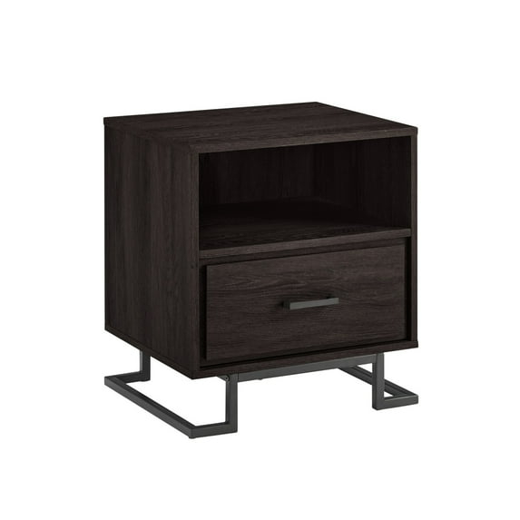 Miekor Furniture Contemporary Metal and Wood 1-Drawer Nightstand – Charcoal B5A6818
