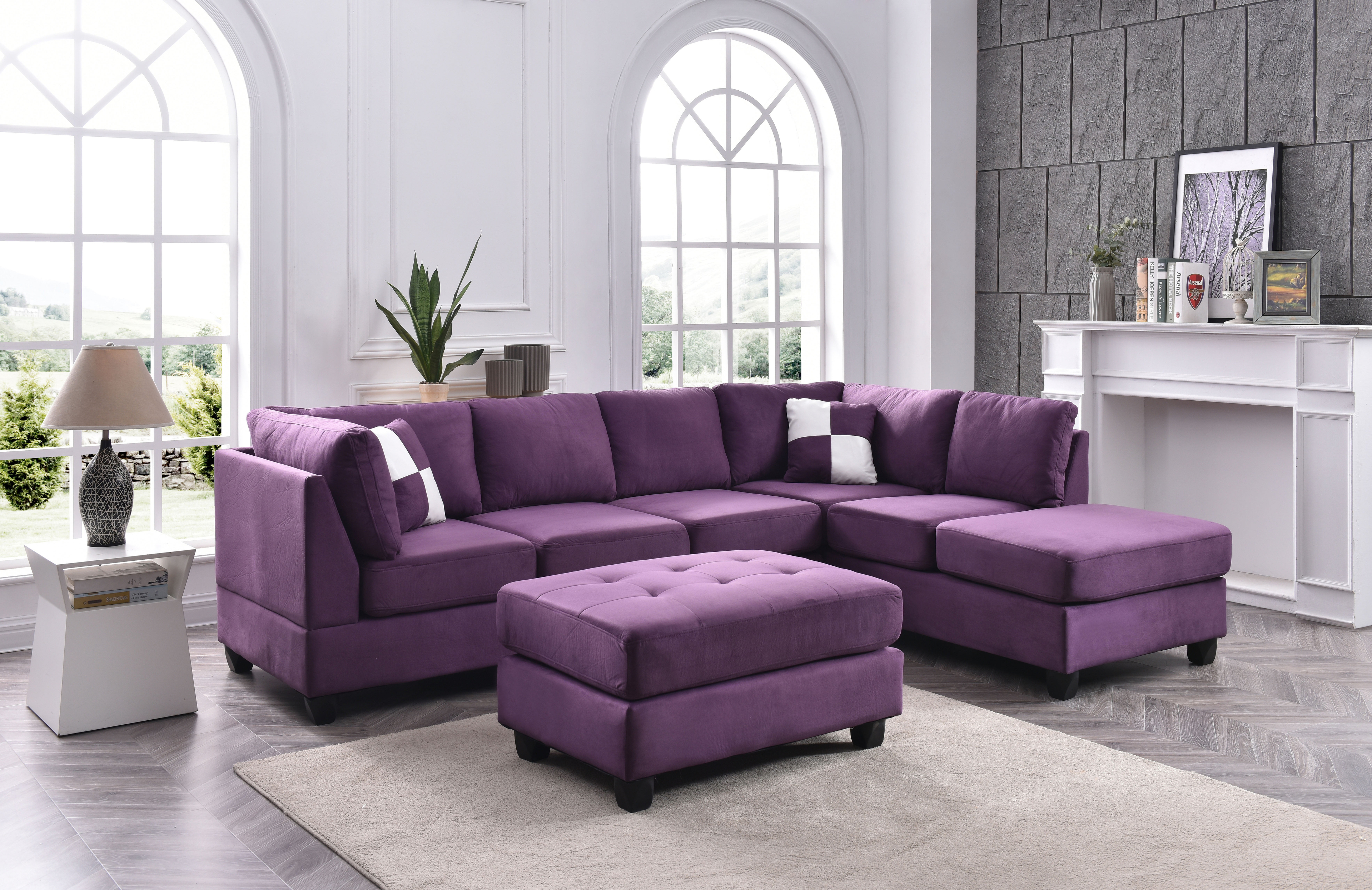 Maykoosh Suburban Soiree Sectional Sofa, Purple