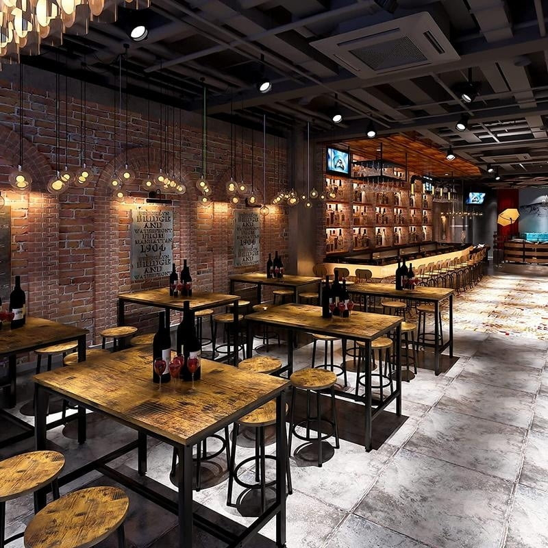 Recaceik Bar Table and Chairs Set, Industrial Counter 35.62" Height Pub Table with 4 Chairs Bar Table Set, 5 Pieces Dining Table Set Home Kitchen Breakfast Table