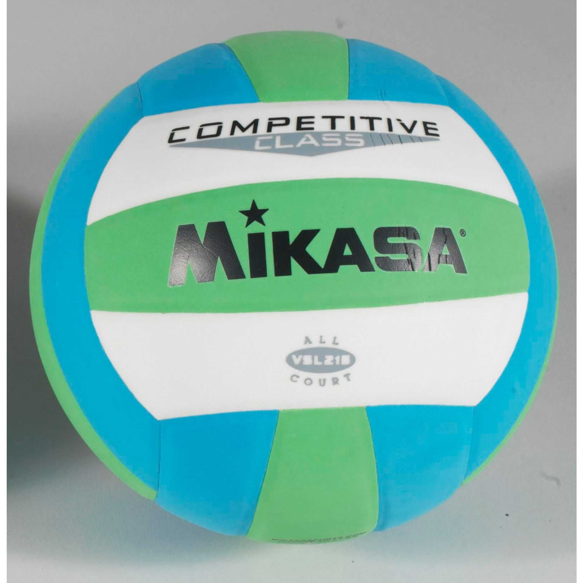 Mikasa VSL215 Competitive Class Volleyball, Size 5, Green/Blue/White