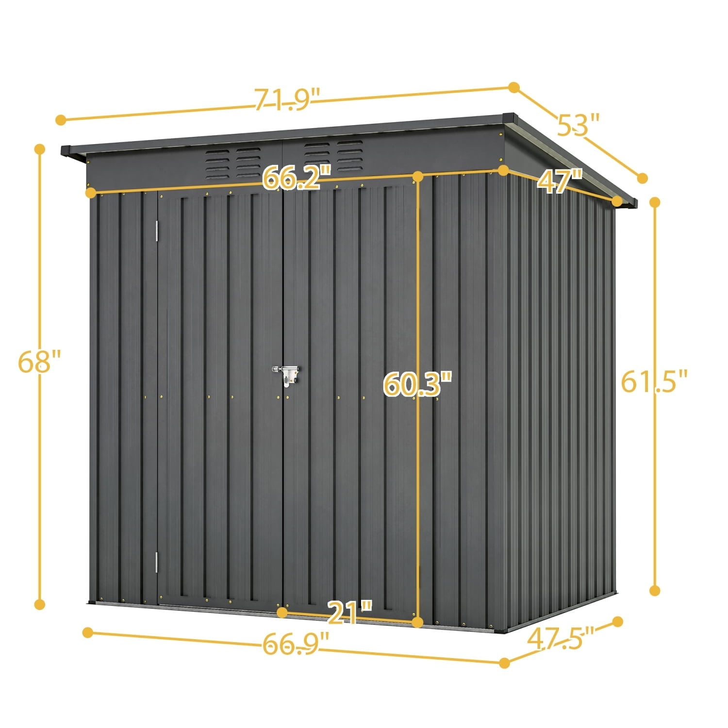 6X4 FT Outdoor Storage Shed, Waterproof Metal Garden Sheds with Lockable Door, Steel Tool Storage Buildings Shed & Outdoor Storage House for Garden, Backyard, Patio, Lawn, Trash Cans(Black)