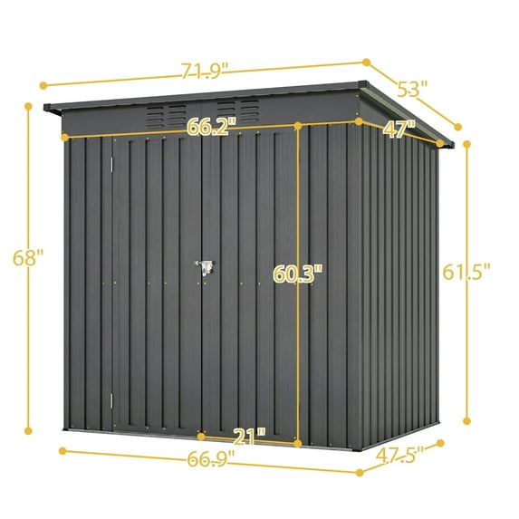 6X4 FT Outdoor Storage Shed, Waterproof Metal Garden Sheds with Lockable Door, Steel Tool Storage Buildings Shed & Outdoor Storage House for Garden, Backyard, Patio, Lawn, Trash Cans(Black)