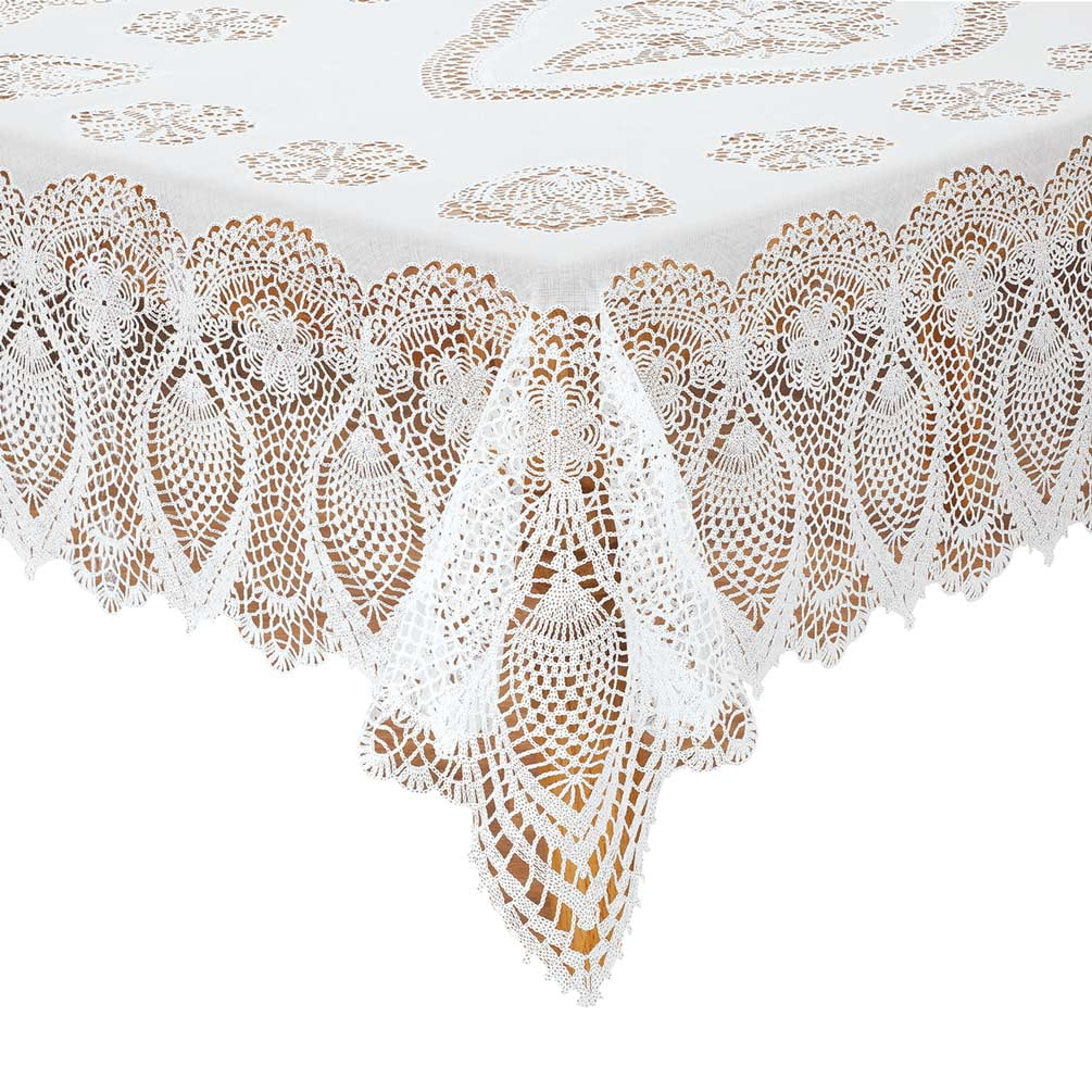 Miles Kimball White Vinyl Lace Tablecloth - 54" X 72" Oblong
