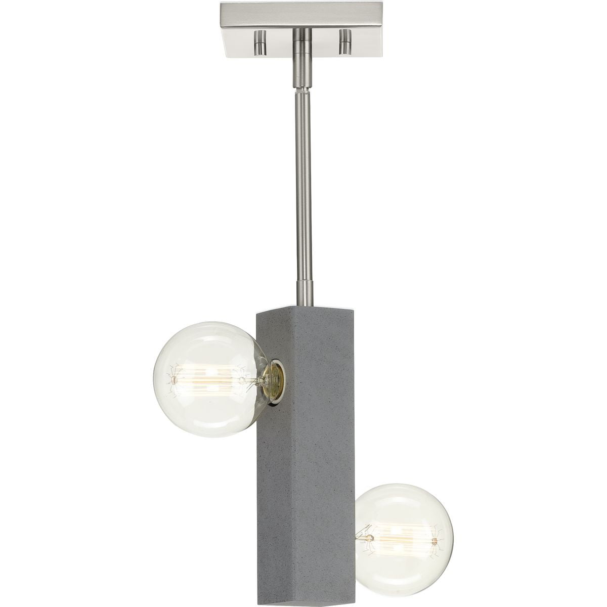 Mill Beam Collection Two-Light Brushed Nickel/Faux Concrete Industrial Style Convertible Mini-Pendant or Ceiling Light