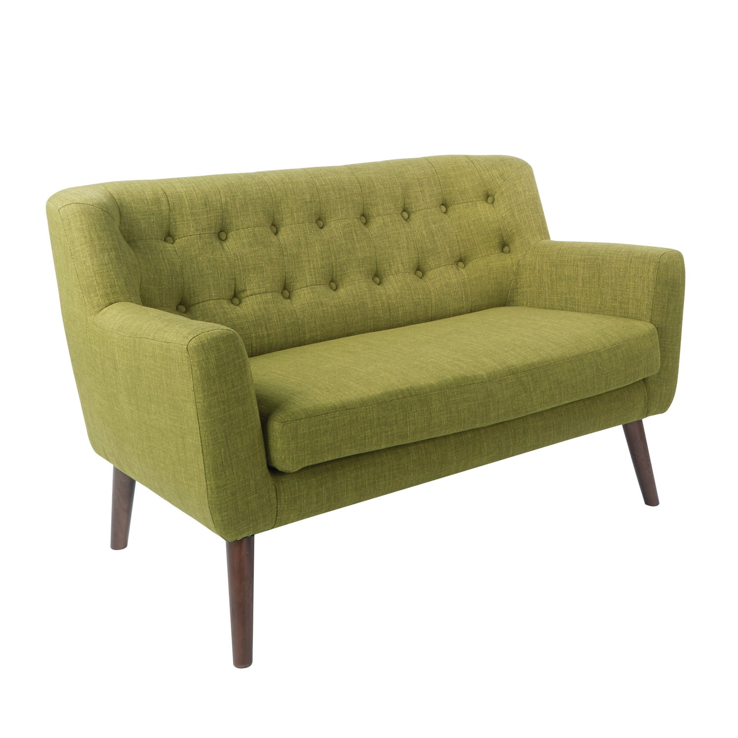 Mill Lane Loveseat in Green Fabric with Coffee Legs