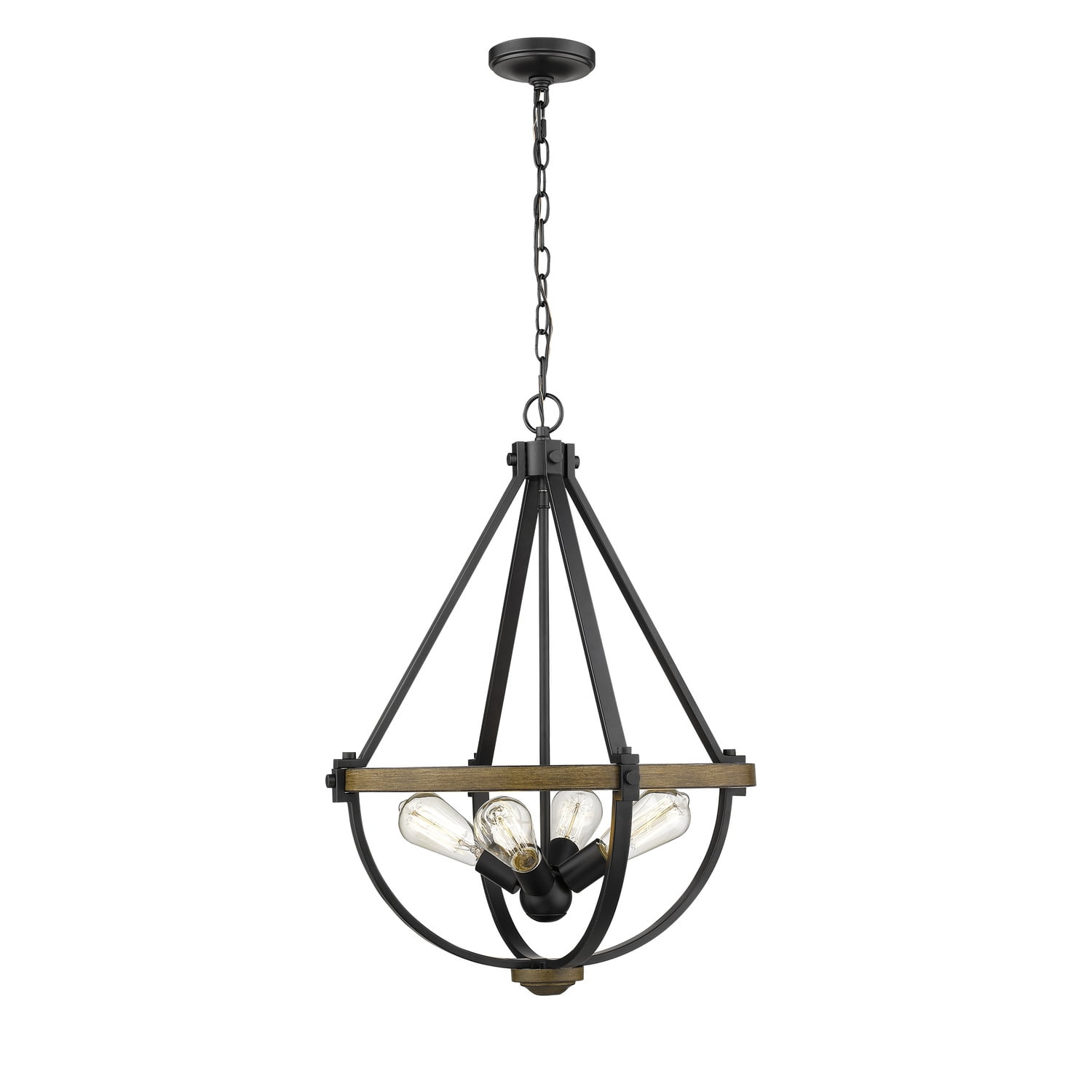 Millennium Lighting Ellijay 4 - Light Pendant in  Matte Black/Wood Tone