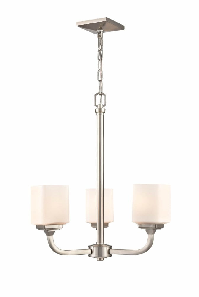 Millennium Lighting  Eddison 3 Light Chandelier in Brushed Nickel with Frosted Glass Shades