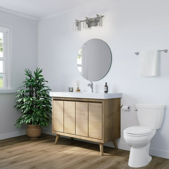 Millennium Lighting 929 Lighting 3 Light Bathroom Vanity Fixture with Clear Glass Shades Brushed Nickel Nickel Brushed