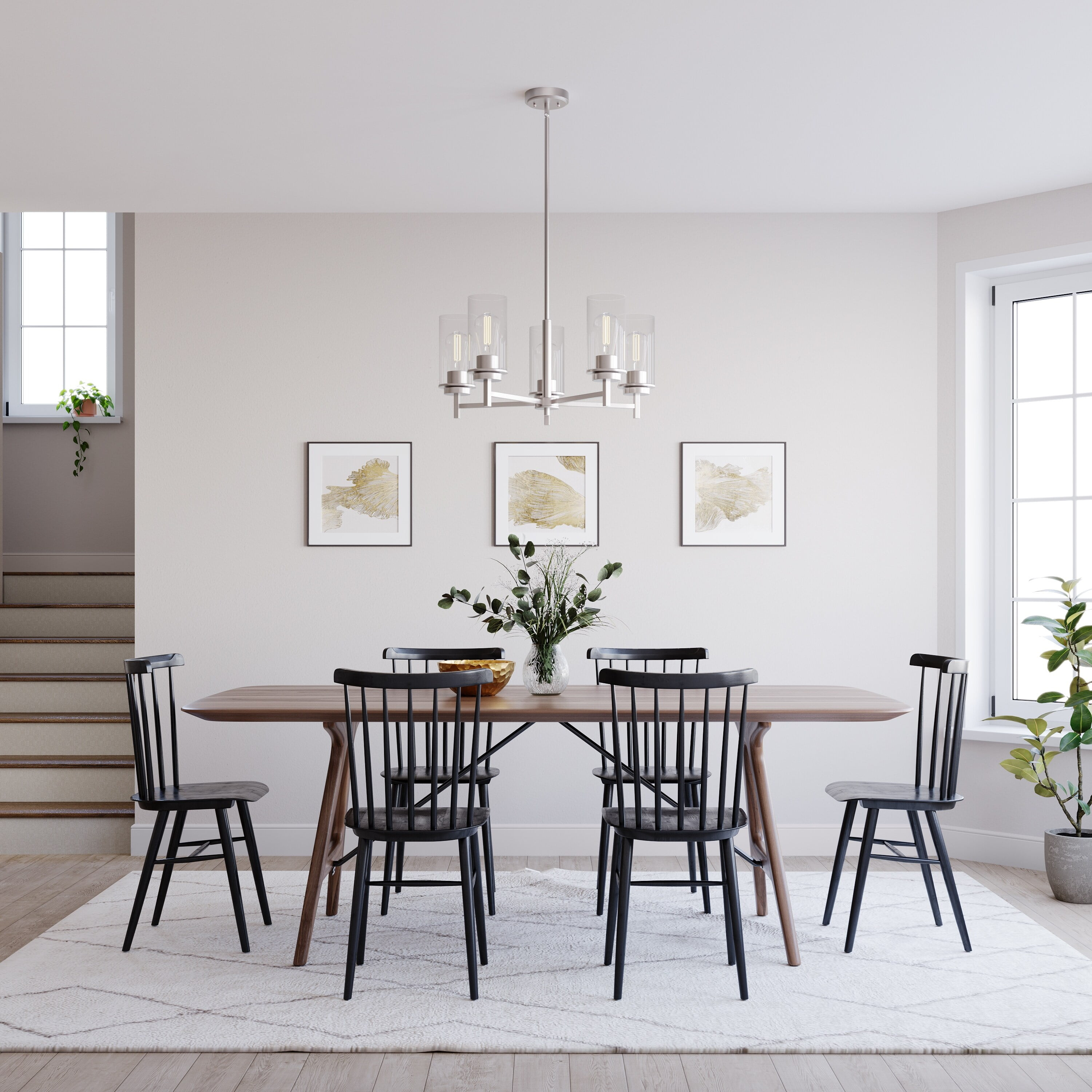 Millennium Lighting  Janna Chandelier Brushed Nickel 5 5 Light Brushed Adjustable Nickel 13 to 24 Inches