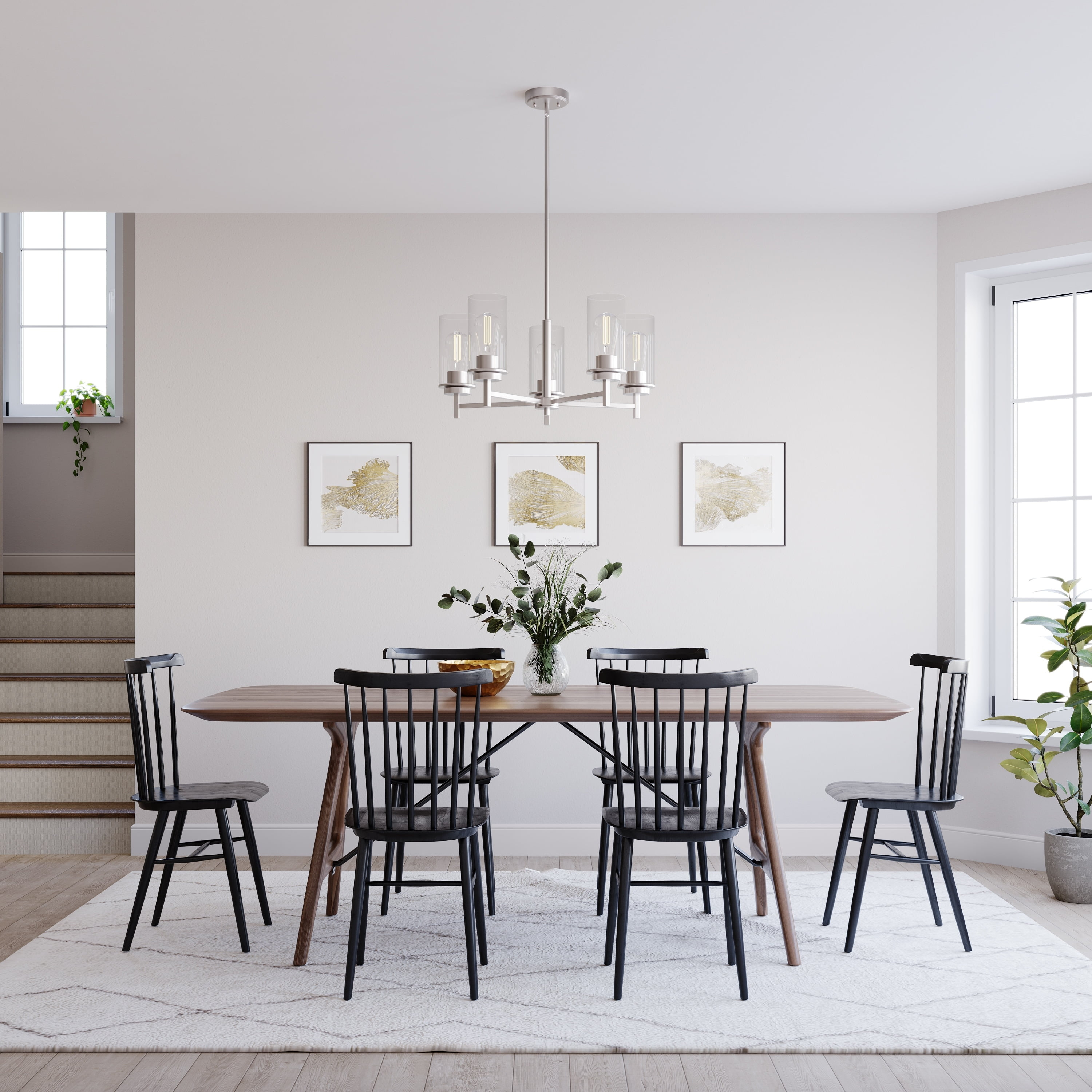 Millennium Lighting  Janna Chandelier Brushed Nickel 5 5 Light Brushed Adjustable Nickel 13 to 24 Inches