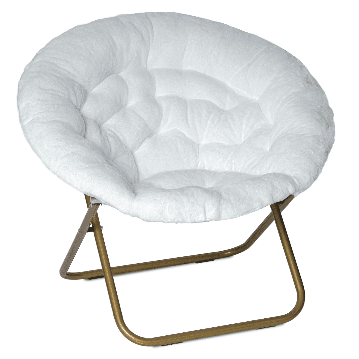 U-SHARE Cozy Chair/Faux Fur Saucer Chair for Bedroom/X-Large (White)