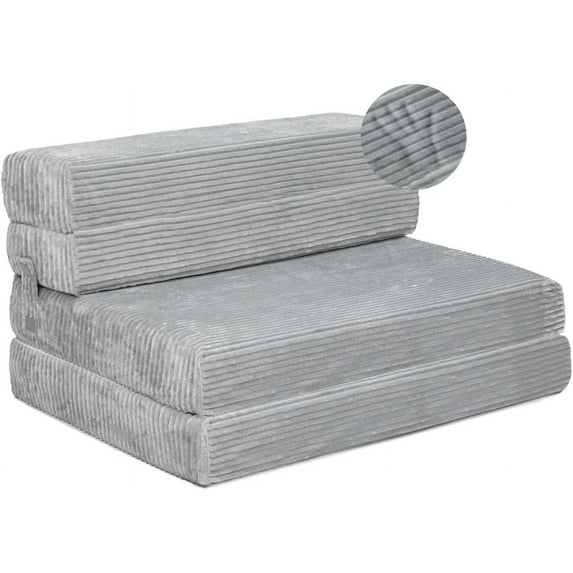 Milliard Tri Folding Sofa Mattress, Memory Foam Foldable Mattress with Ultra Soft & Washable Ribbed Fur Cover, Twin Size (75" x 38" x 6")