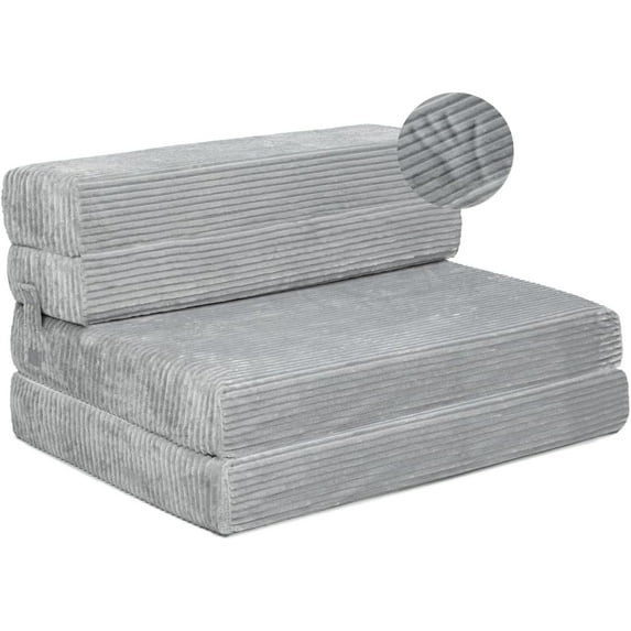 Milliard Tri Folding Sofa Mattress, Memory Foam Foldable Mattress with Ultra Soft & Washable Ribbed Fur Cover, Twin Size (75" x 38" x 6")