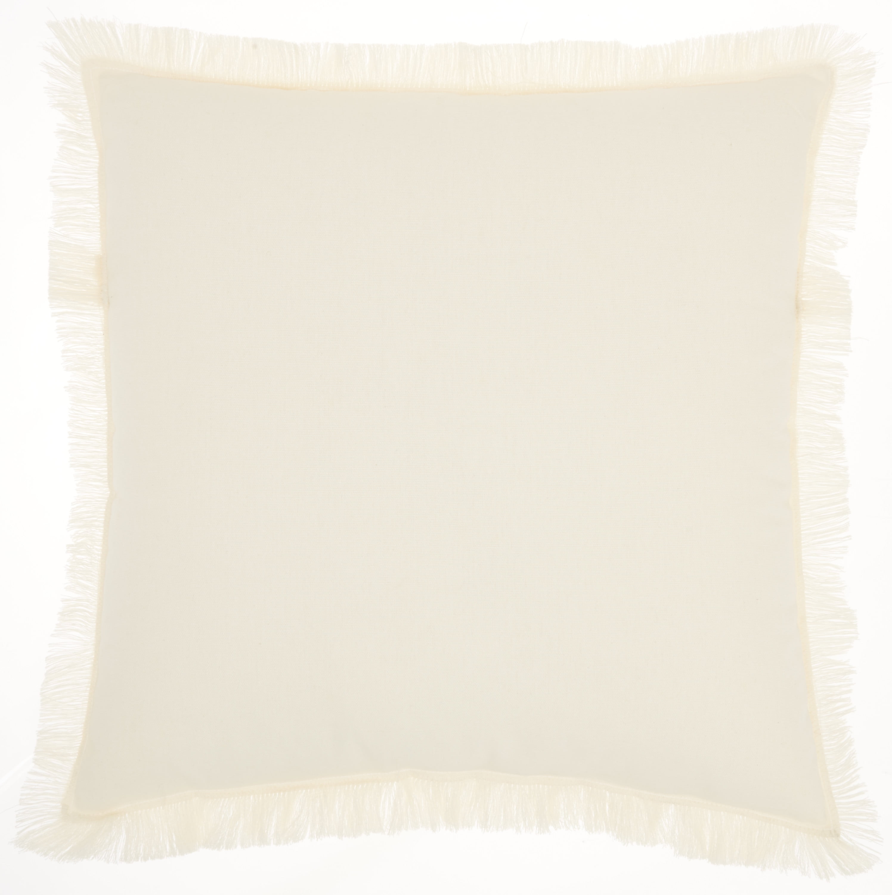 Mina Victory Life Styles 18" Cotton Fringed Edges Solid Throw Pillow in Ivory