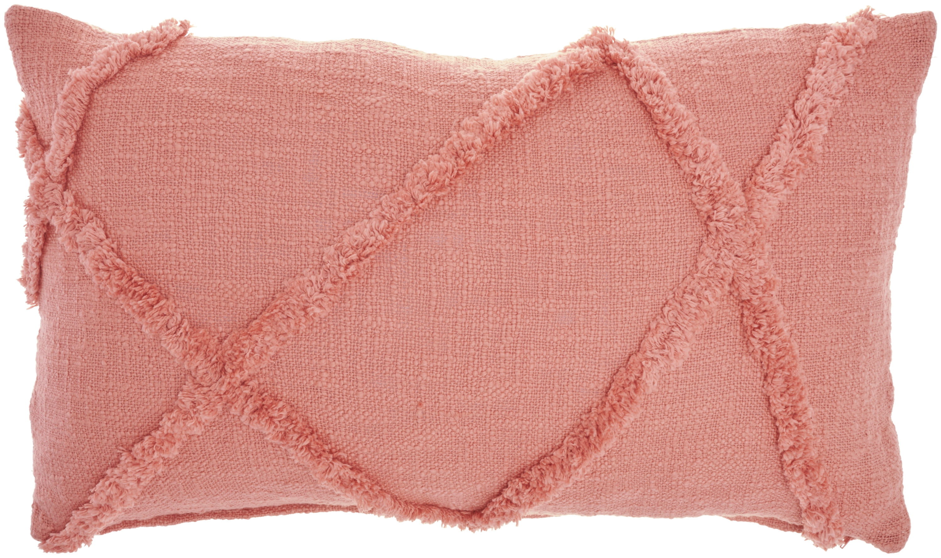 Mina Victory Life Styles Distressed Diamond 14" x 24" Coral Throw Pillow