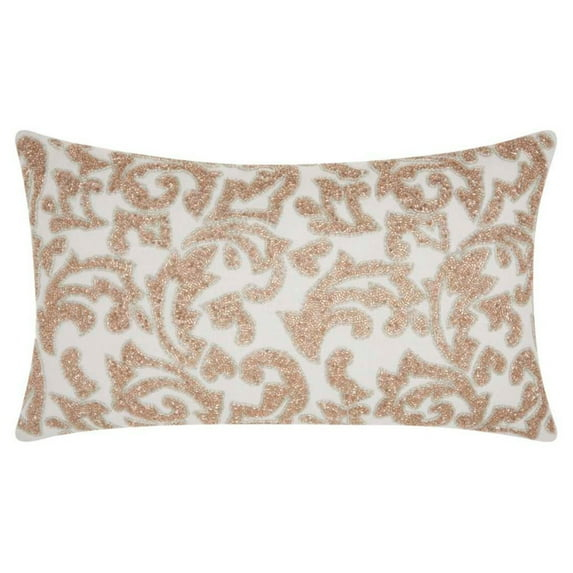 Mina Victory Luminescence Beaded Leaves Decorative Throw Pillow