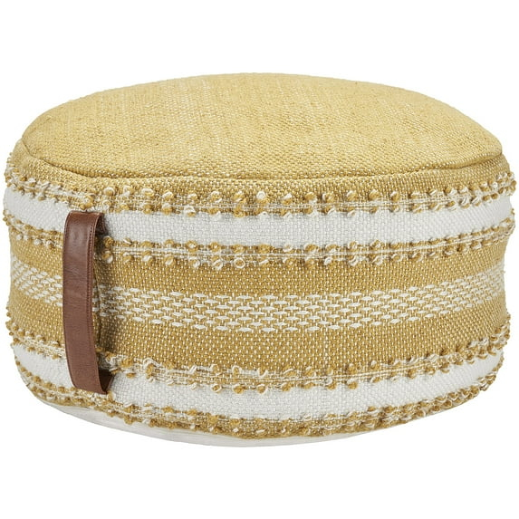 Mina Victory  Woven Stripes & Dots 20" x 20" x 12" Yellow Outdoor Poufs