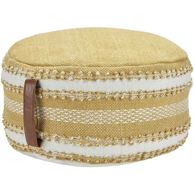 Mina Victory  Woven Stripes & Dots 20" x 20" x 12" Yellow Outdoor Poufs