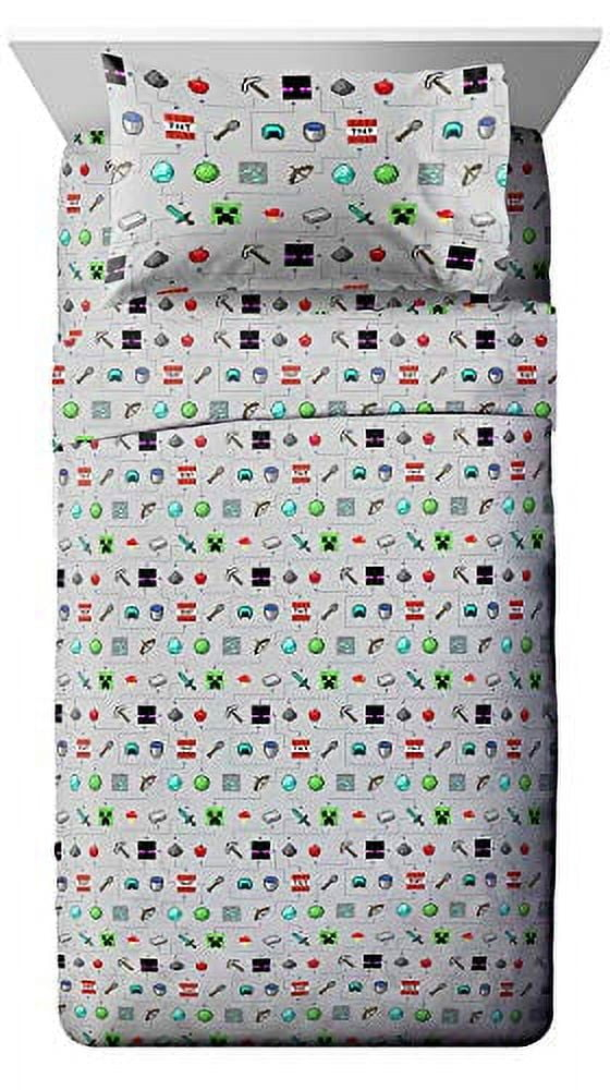 Minecraft Monster Hunters Twin Sheet Set - 3 Piece Set Super Soft and Cozy Kid’s Bedding Features Creepers