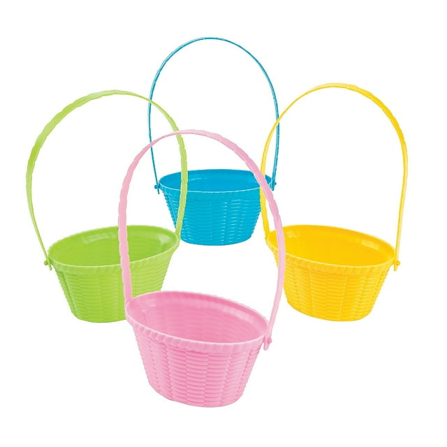 Mini Pastel Plastic Kids' Easter Storage Baskets - 12 Pieces