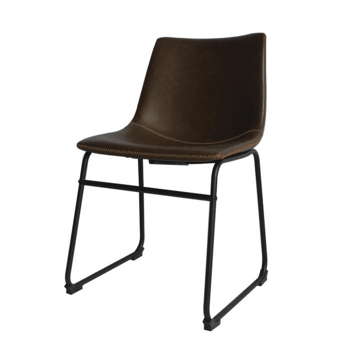 Minimal Coffee Faux Leather Side Chairs (Set of 2)