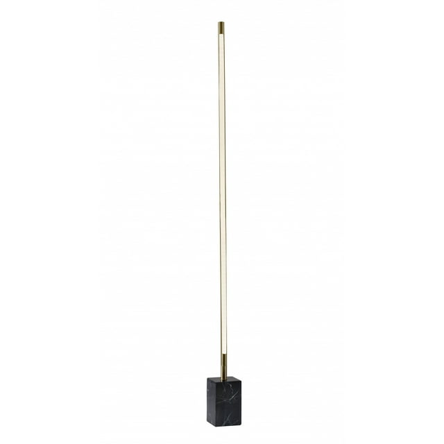 Minimalist Ambient Glow LED Floor Lamp with Dimmer in Antique Brass and Black Marble