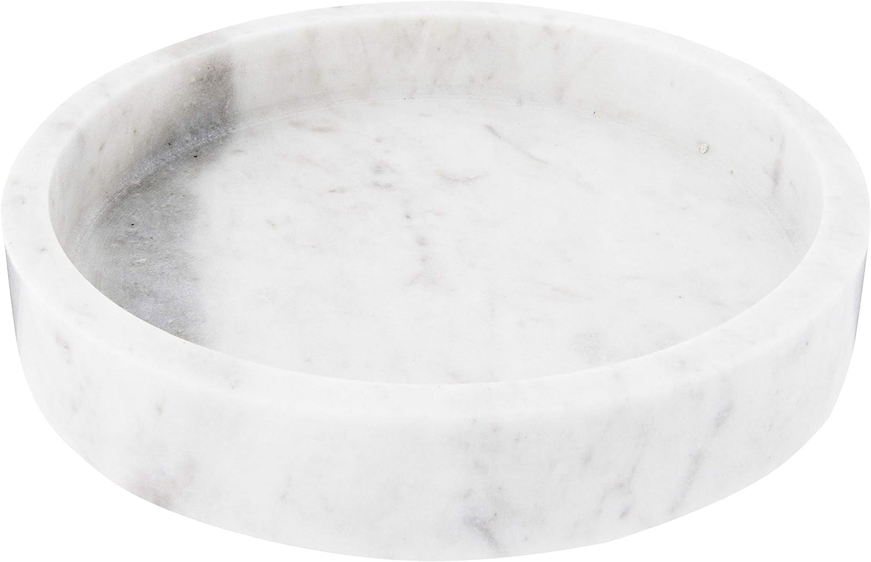 Creative Co-Op Minimalist Round Carved Marble Tray or Charcuterie Board, White
