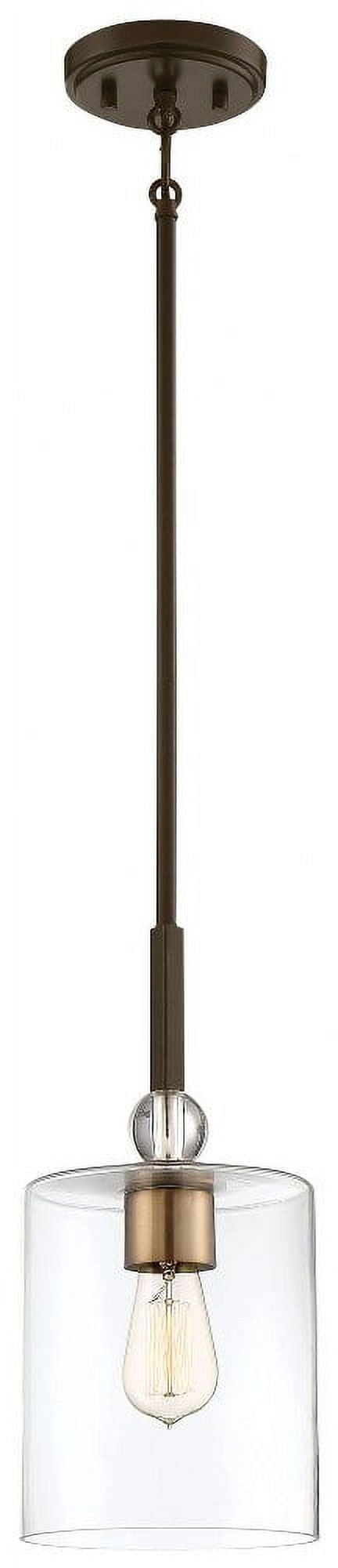 1 Light Mini Pendant In Transitional Style 14.5 Inches Tall By 7 Inches Wide-Painted Bronze/Natural Brush Finish    -Traditional Installation Minka