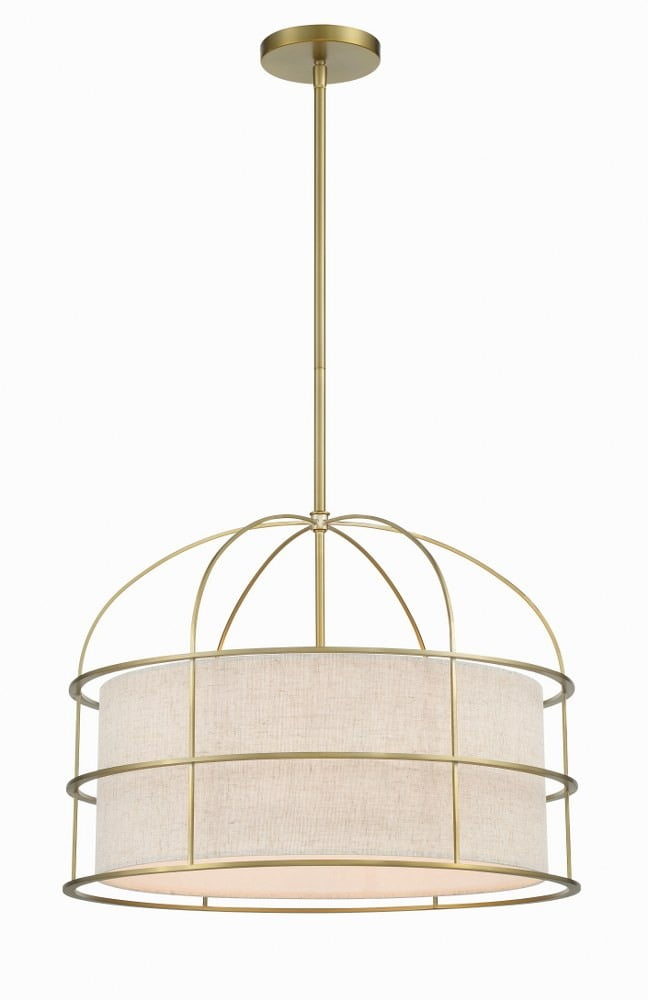 2155-695-Minka Lavery-Gateway Park - 5 Light Convertible Pendant-15 Inches Tall and 20 Inches Wide-Soft Brass Finish
