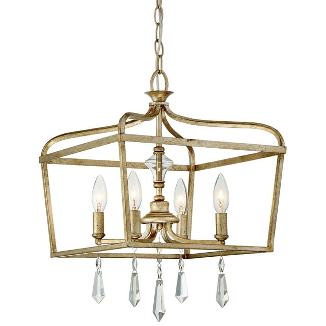 Minka Lavery Aged Brio Gold Pendant Chandelier 14 1/4" Wide French Clear Crystal 4-Light Fixture for Dining Room House Kitchen