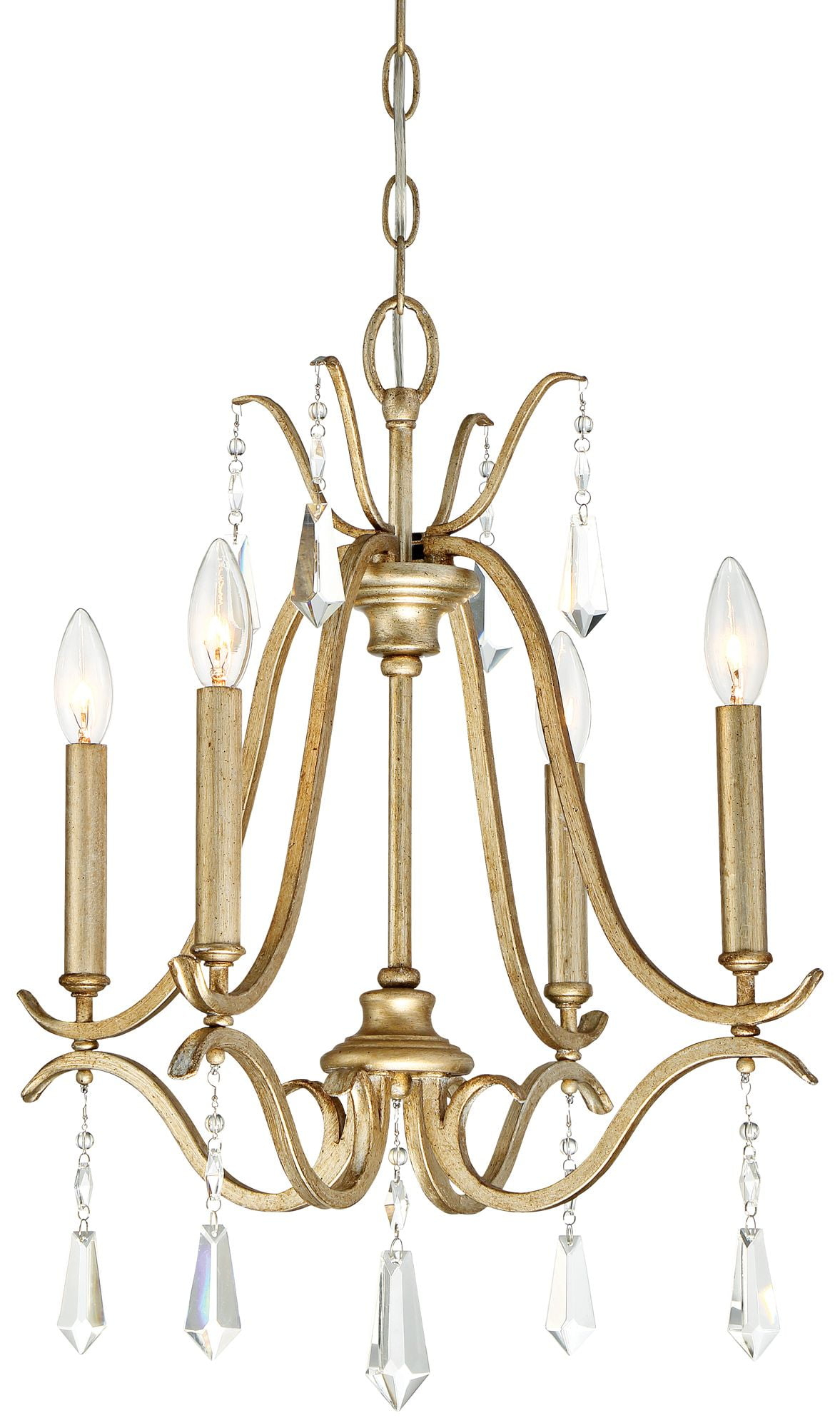 Minka Lavery Aged Brio Gold Pendant Chandelier 18" Wide French Clear Crystal 4-Light Fixture for Dining Room House Foyer Kitchen