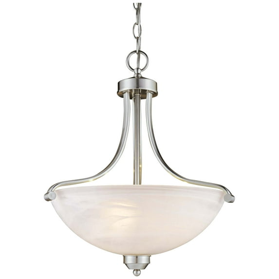 Minka Lavery Brushed Nickel Pendant Chandelier 18" Wide Modern Etched Marble Glass Shade for Dining Room House Foyer Entryway