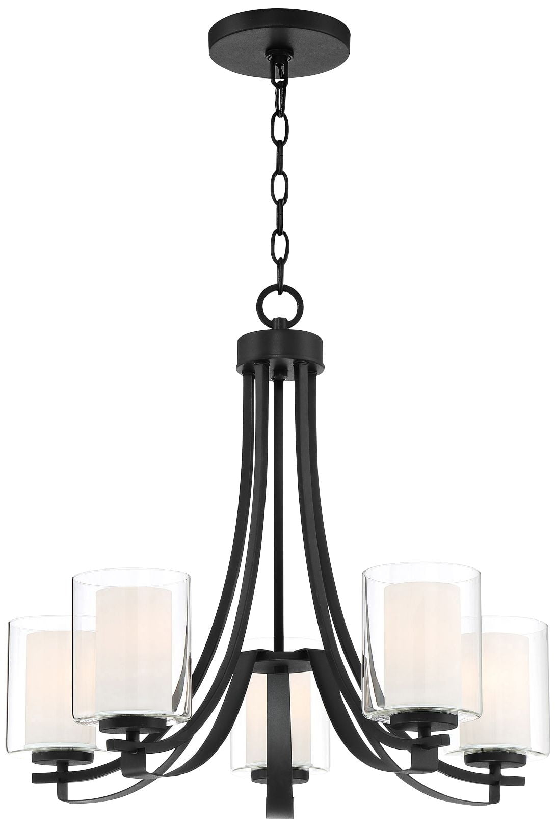 Minka Lavery Sand Coal Pendant Chandelier 25 1/2" Wide Modern Clear Outer White Inner Glass Shade 5-Light Fixture for Dining Room