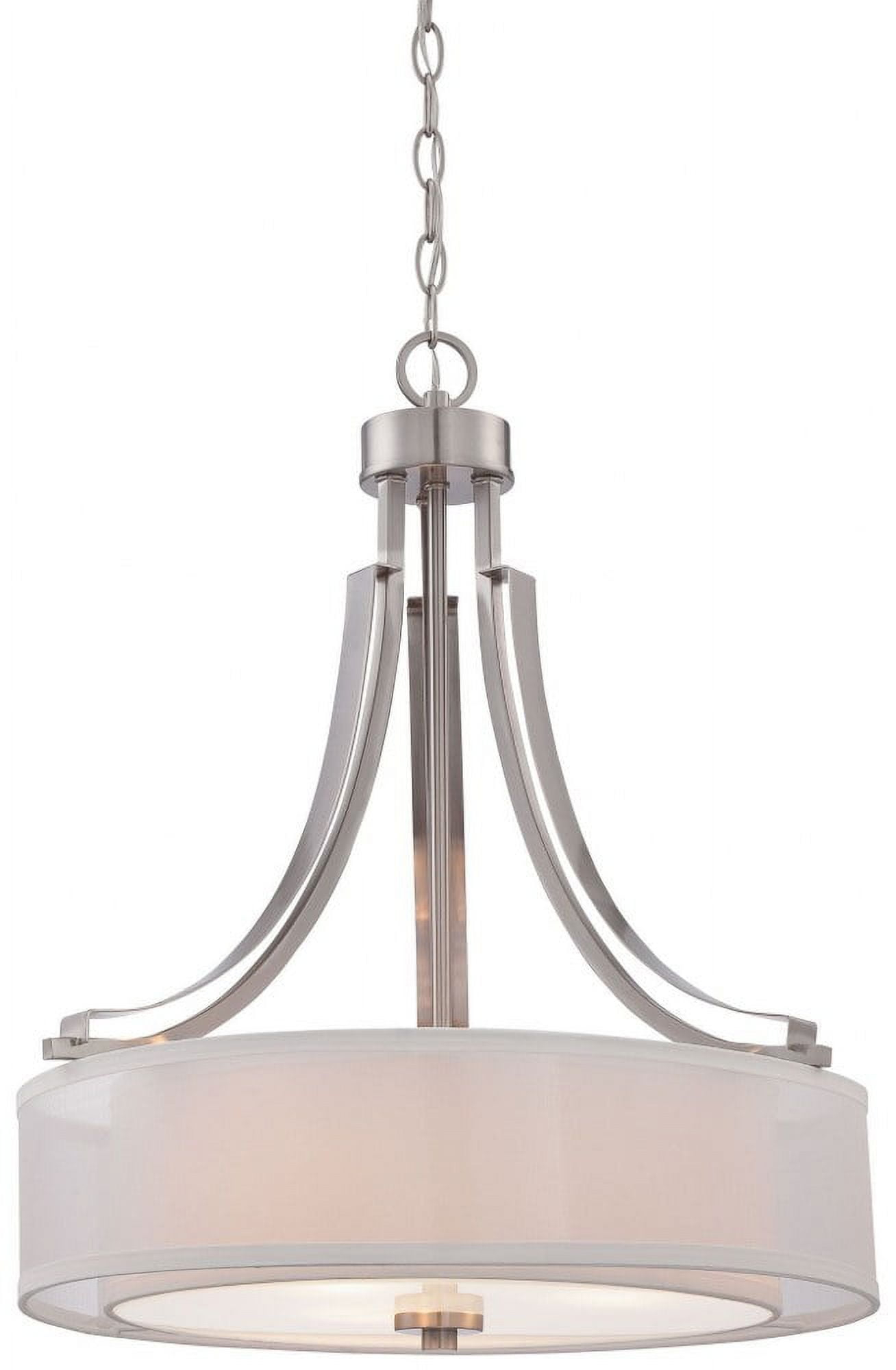 Pendant 3 Light Translucent Sliver Linen in Transitional Style 23.5 inches Tall By 20.5 inches Wide-Brushed Nickel Finish Bailey Street Home