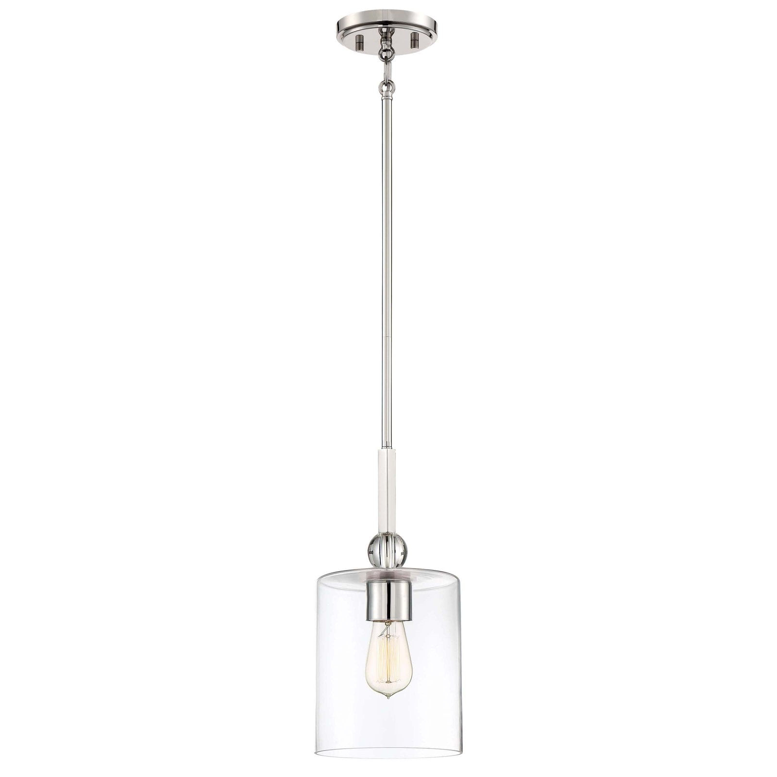 1 Light Mini Pendant In Transitional Style 14.5 Inches Tall By 7 Inches Wide-Polished Nickel Finish    -Traditional Installation Minka Lavery