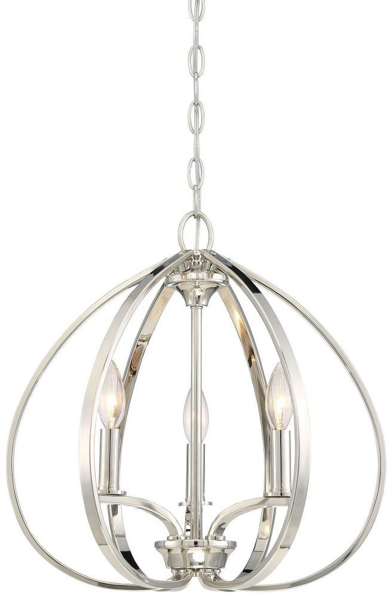Minka Lavery Polished Nickel Pendant Chandelier 16 1/2" Wide Modern 3-Light Fixture for Dining Room House Foyer Kitchen Entryway