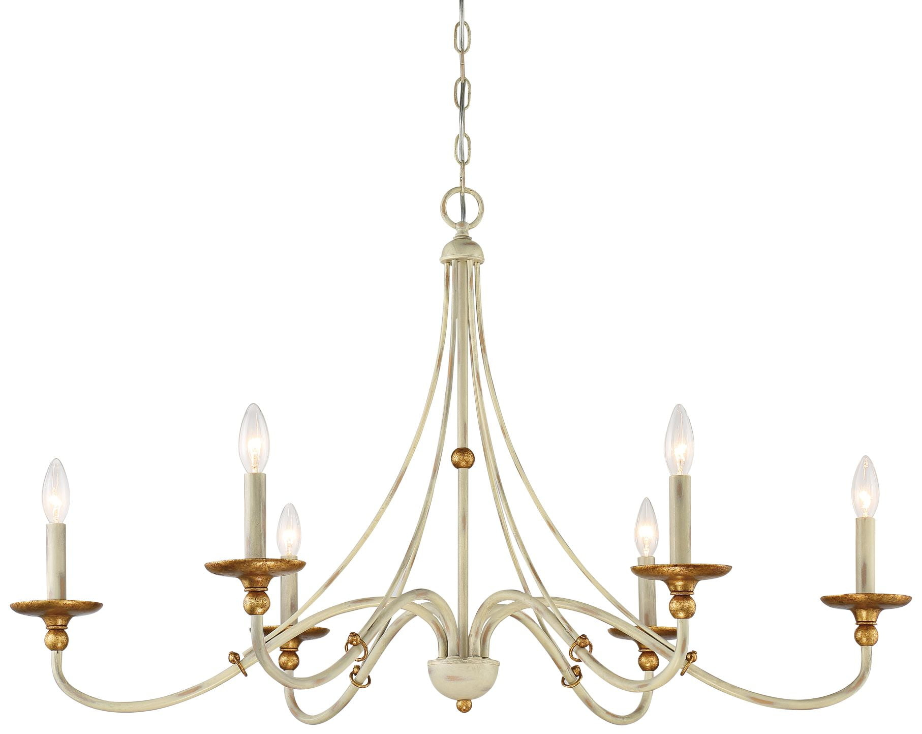 Minka Lavery White Gold Chandelier 40" Wide Farmhouse French 6-Light Fixture for Dining Room House Foyer Kitchen Entryway Bedroom
