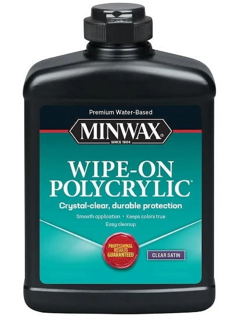 Minwax Wipe-On Poly Water-Based Polyurethane Finish, Gloss, Clear, 1 Pint