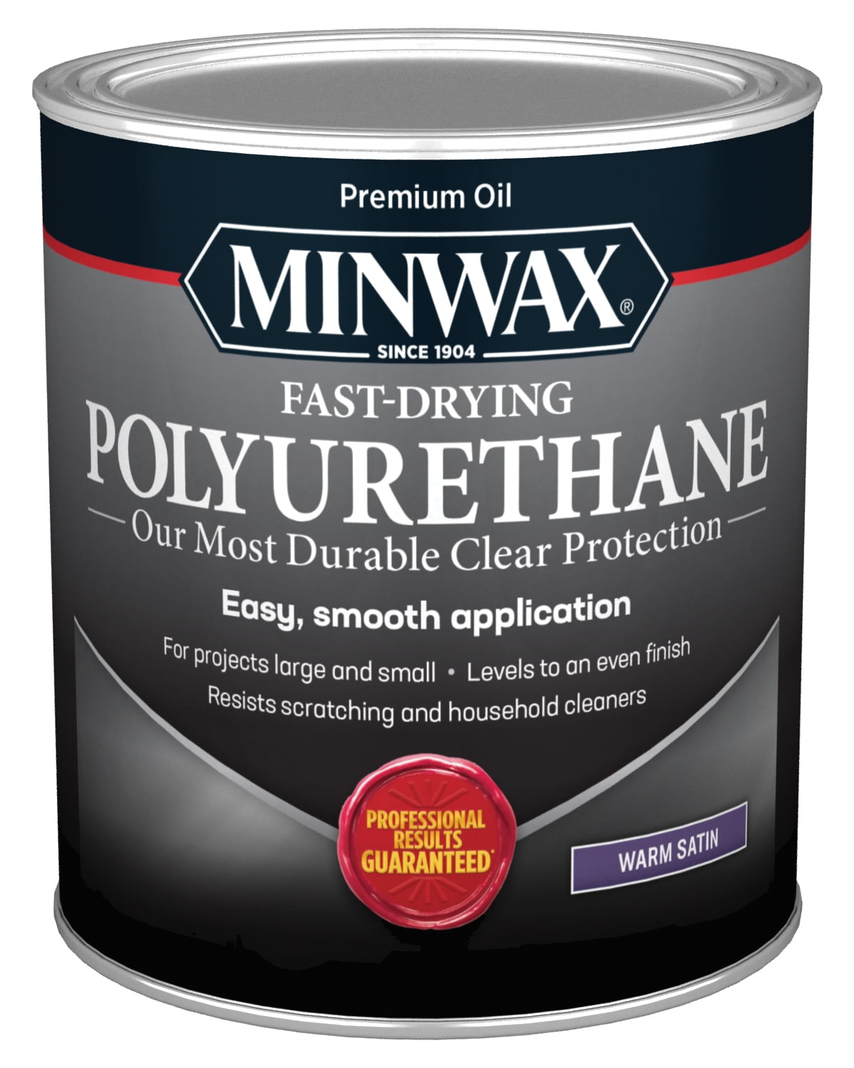 Minwax 63010444 Fast-Drying Polyurethane, Warm Satin, Clear, 1 Quart, (1 Piece, 1 Pack)
