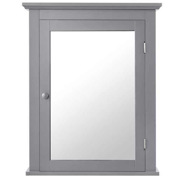 Mirrored Wall Mounted Bathroom Cabinet Storage Cabinet with Door Grey