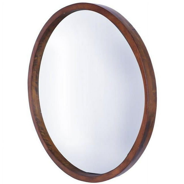 Mirrorize Canada IMP8436 22 in. Round Mirror, Walnut
