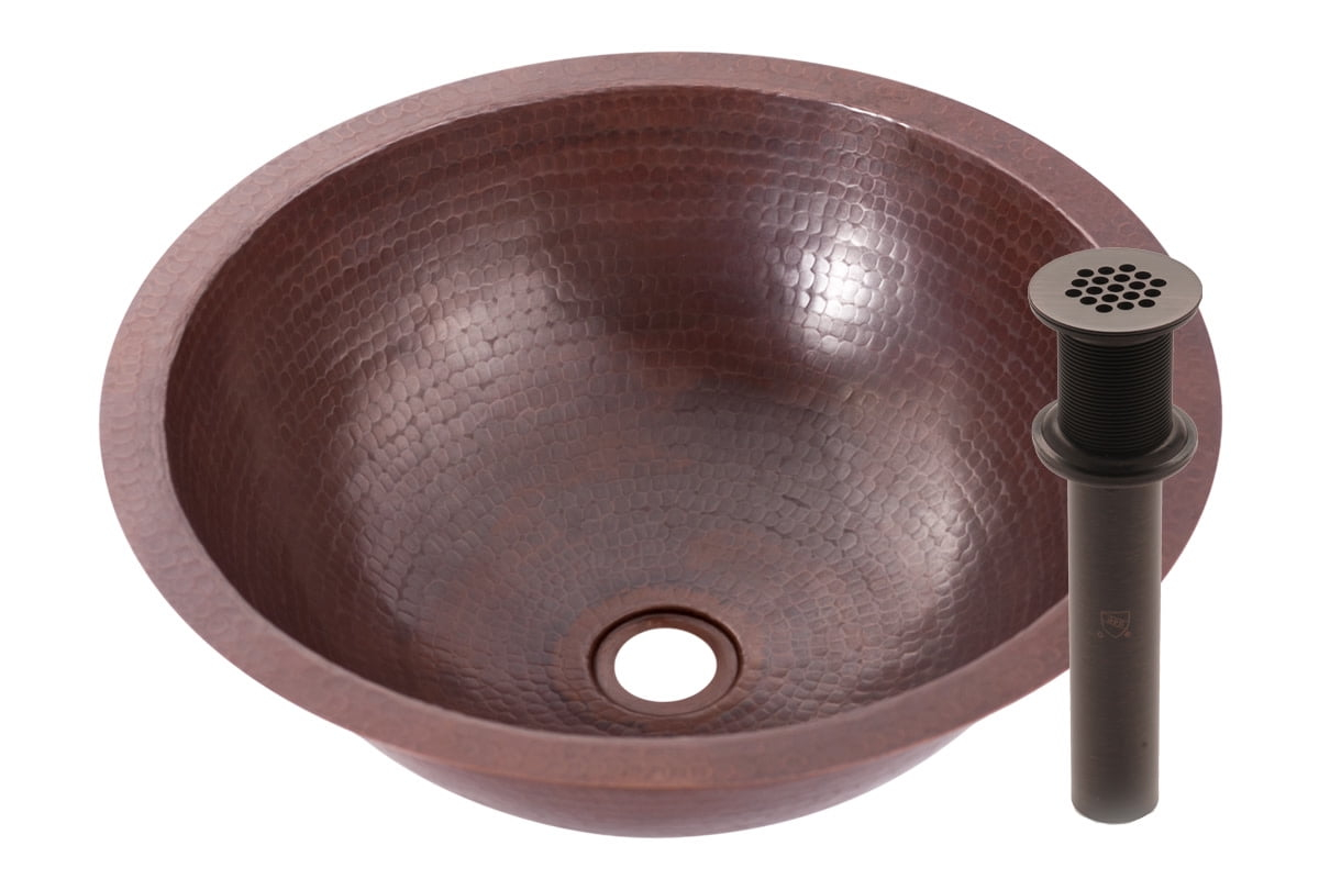 Miseno MNO-NA100 Round 17" Drop-In or Undermount Bathroom Sink; Antique Copper
