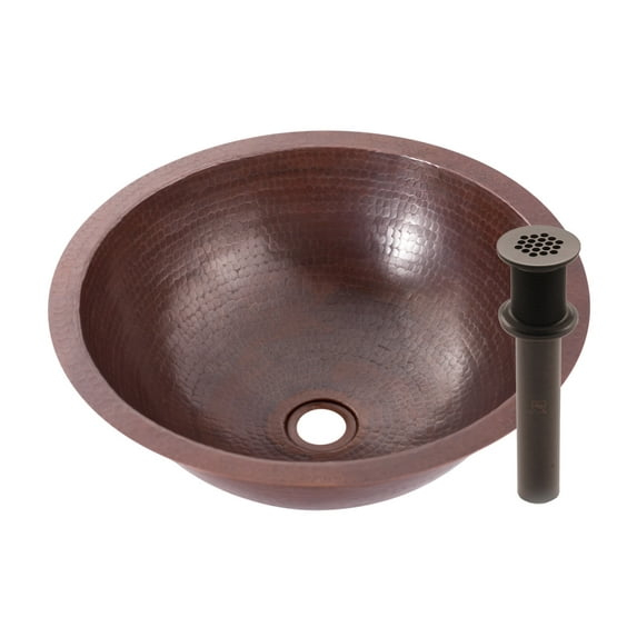 Miseno MNO-NA100 Round 17" Drop-In or Undermount Bathroom Sink; Antique Copper