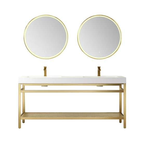Miseno Mv702872 Ablitas 72" Free Standing Double Basin Vanity Set - Brushed Gold / White